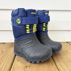 Merrell Snow Quest Waterproof Winter Easy On Tall Boots Blue Toddler Boys 6C